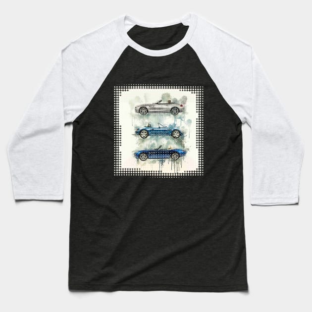 BMW Z x 3 Splash art Baseball T-Shirt by AaaahEeeekStudio